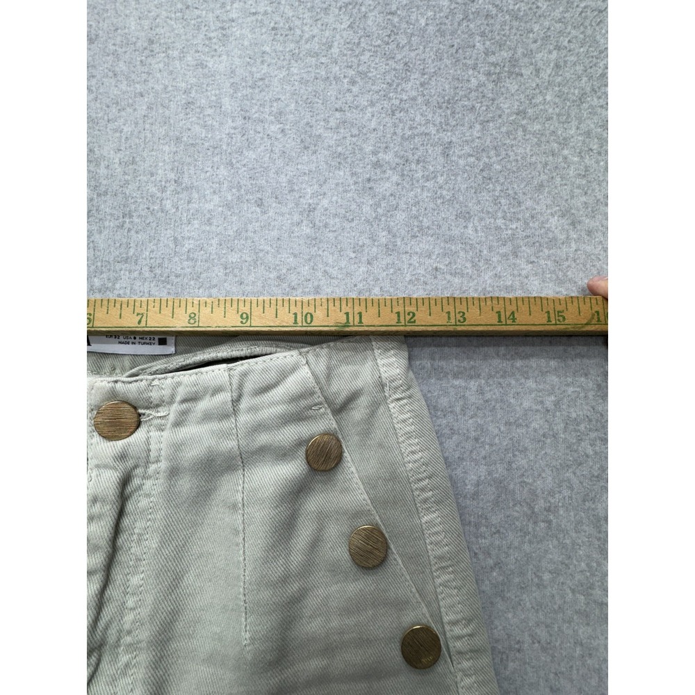 Zara Pants Womens US 2 Green Wide Leg Sailor Button High Rise Cropped Cotton - Picture 5 of 10